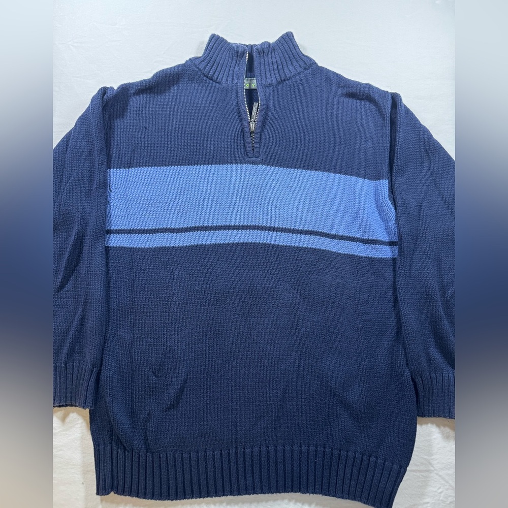 Kenneth Cole Reaction Boy’s Quarter Zip
Sweater in Navy and Blue Size M (12-14)